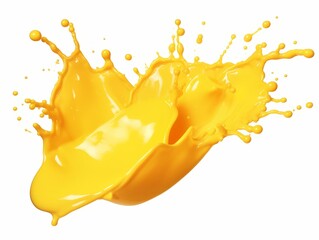 Yellow orange liquid splash on white background