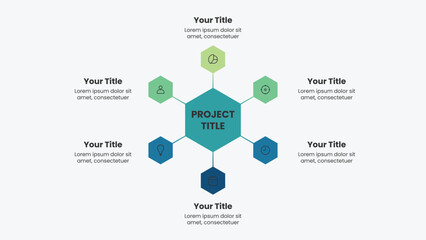 Modern infographic template with 6 options. Polygonal shape infograph in vector format. Business process design for presentation.