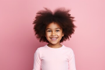 Pink background Happy black american african child Portrait of young beautiful kid Isolated on Background ethnic diversity equality acceptance 