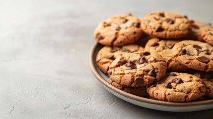 A plate of chocolate chip cookies