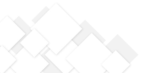 Square pattern on banner with shadow. Abstract white and grey color geometric background with copy space. Modern and minimal concept. You can use for cover, poster, banner web.	