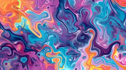 Obraz premium abstract fluid art background with vibrant colors and organic shapes psychedelic marbling texture