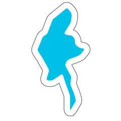 Myanmar country silhouette. High detailed map. Solid blue vector sticker with white contour isolated on white background.