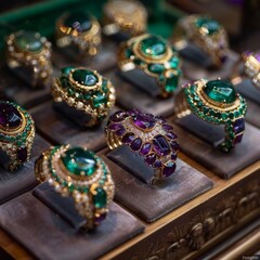 Rich jewel tones like emerald, sapphire, and amethyst, lined up for a regal look