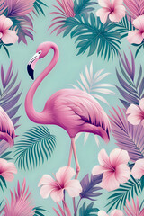pattern with flamingos
