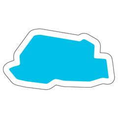 Bhutan country silhouette. High detailed map. Solid blue vector sticker with white contour isolated on white background.
