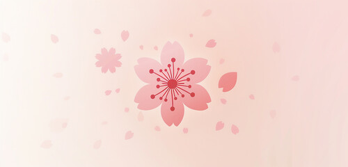 A cherry blossom logo with simple, delicate pink petals and a minimalist design, set against a soft background.