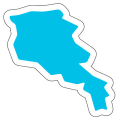 Armenia country silhouette. High detailed map. Solid blue vector sticker with white contour isolated on white background.