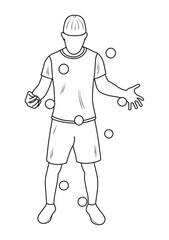 Sketch silhouettes of jugglers while juggling balls