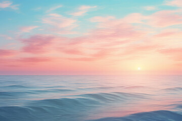 Fototapeta premium Serene ocean view at sunrise with soft pastel sky and calming water, perfect for serene and relaxing imagery.