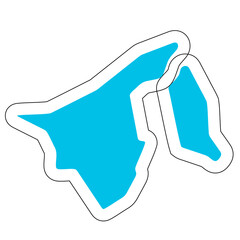 Brunei country silhouette. High detailed map. Solid blue vector sticker with white contour isolated on white background.