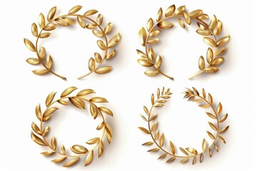 Set of golden wreath modern icons