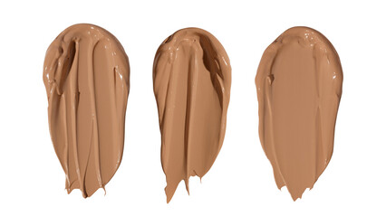Makeup foundation, beige concealer swatch smudge smear on transparent background. BB CC cream texture