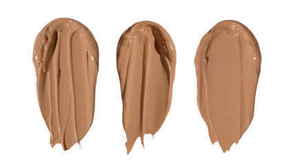 Makeup foundation, beige concealer swatch smudge smear on transparent background. BB CC cream texture