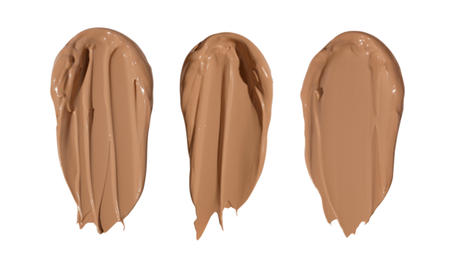 Makeup foundation, beige concealer swatch smudge smear on transparent background. BB CC cream texture