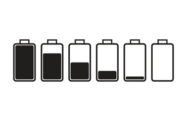 battery icon set in flat style with background.