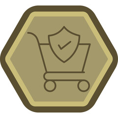 Secure Shopping Line Polygon Icon