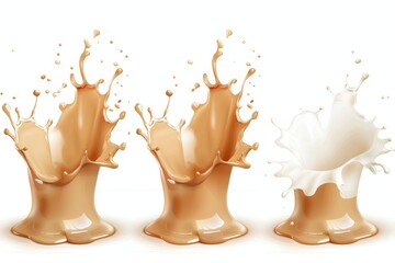 A set of realistic 3D milk splash icons