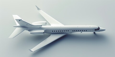 3D rendering style of all white aircraft on a white background
