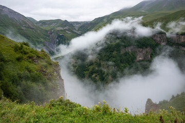 Georgia caucasus mountains landscape clouds