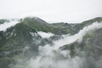 Georgia caucasus landscape with clouds