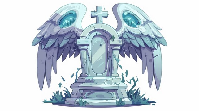 recommend clip art: Stone angel, gravestone memorial, catholic cemetery, ossuary or crypt rip symbol, gothic statue, halloween illustration, cartoon modern icon, clipart