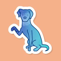 Leg injured dog color sticker