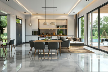 Interior blue background 3d render