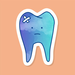 Tooth with bandage color sticker