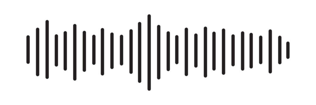 Sound / audio wave or soundwave line art vector icon for music apps and websites