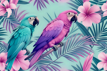 Fototapeta premium two parrots on the tree