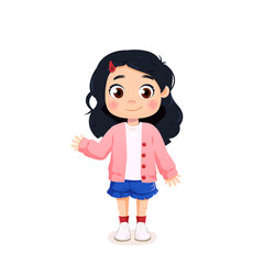 Cute little girl character vector illustration