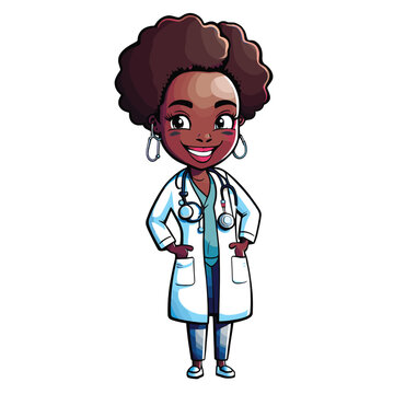 doctor with stethoscope african american caracter