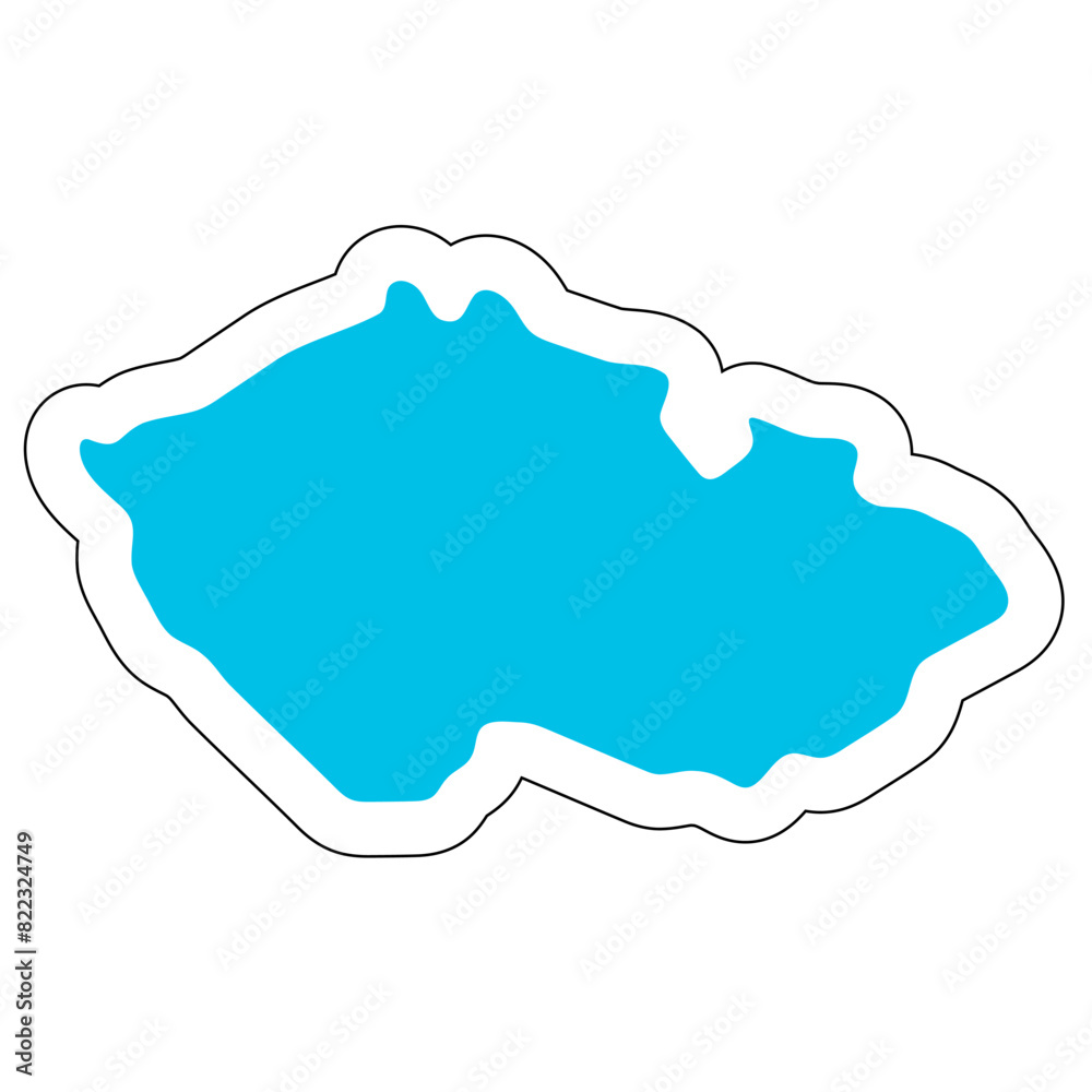 Sticker czech republic country silhouette. high detailed map. solid blue vector sticker with white contour i - Stickers