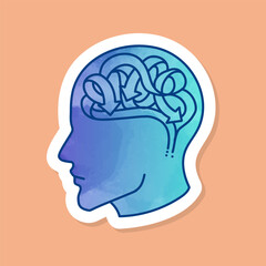 Mental health human brain color sticker