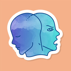 Mental health icon bipolar color sticker