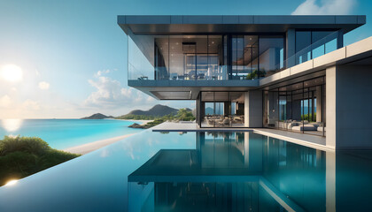 Fototapeta premium Stunning Home with Infinity Pool