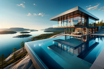 Obraz premium Stunning Home with Infinity Pool
