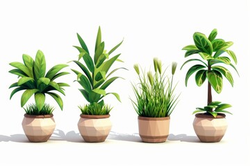 Featuring a plant shoot, potted houseplant, tree, grass, and 3D modern cartoon icons