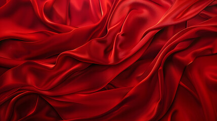 Realistic red silk top view background. Elegant and soft royal backdrop of shine flowing surface. Red luxurious background design. illustration