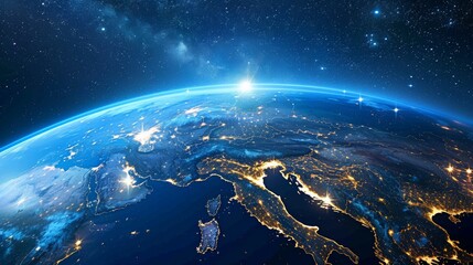 Arafed view of the earth at night, photo from space, photo of earth from space.