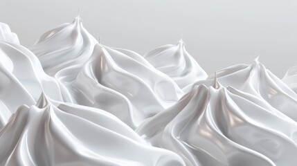 White cake cream whip swirl modern. Ice vanilla foam food decoration. Realistic frosting topping whipped twirl pile set.