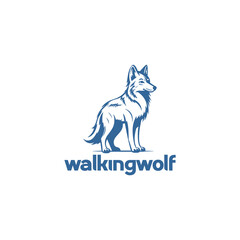Walking wolf logo vector illustration