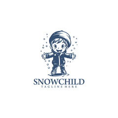 Snow kids logo vector illustration