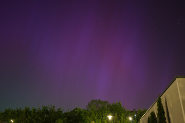 Northern lights over Munich due to an extreme geomagnetic storm on the night of May 10th to 11th,...