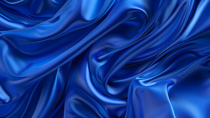 Obraz premium Navy blue silk satin. Silky shiny fabric. Dark luxury background with space for design. Banner. Wide. Long. Panoramic. Template. Empty. Flat lay, top view table