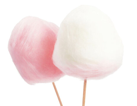 Zuckerwatte isoliert auf wei&szlig;en Hintergrund, Freisteller