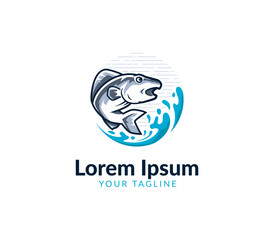 Fish logo template. Fish illustration vector icon