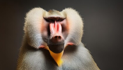 baboon close up head on black background  - Powered by Adobe