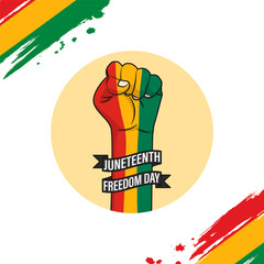 Vector illustration of Juneteenth National Independence Day social media feed template